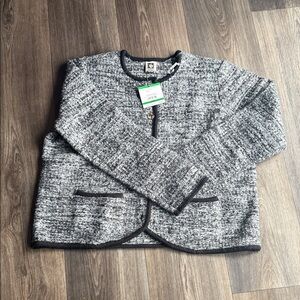 Anne Klein Black and White Textured Cardigan